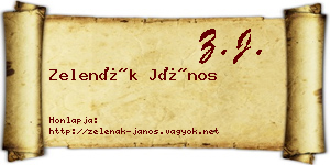 Zelenák János névjegykártya