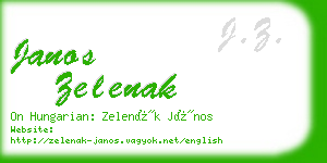 janos zelenak business card